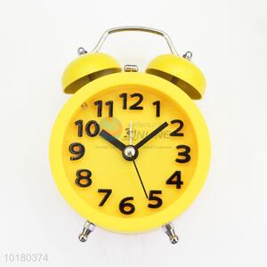 New Design Yellow Plastic Metal Twin Bell Alarm Clock