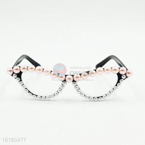 Wholesale white&pink pearl eye glasses