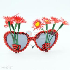 Decorative performance flower  loving heart shaped sunglasses