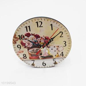 Popular delicate wooden round vertical clock desk clock