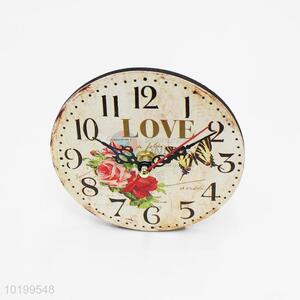 Newest fancy wooden round vertical clock desk clock