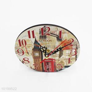 Good quality wooden round vertical clock desk clock