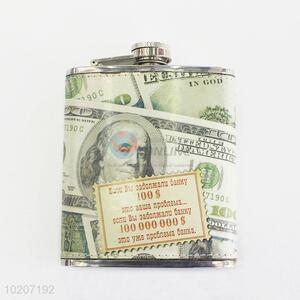 New High Quality Dollar Pattern Stainless Steel Plastic Hip Flask