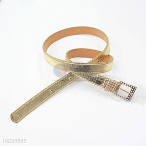 Gold Color Women Fashion Waistband Belt with Rhinestone Metal Buckle