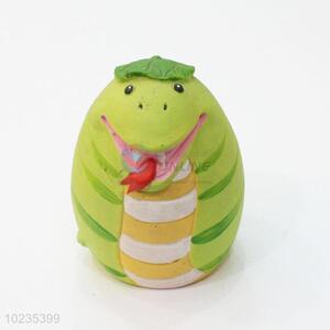 Promotional cheap cute green snake shape money box