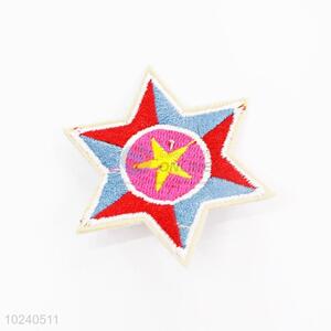 Hot selling six-point star shape embroidery badge brooch