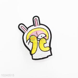 Delicate cute bunny shape embroidery badge brooch