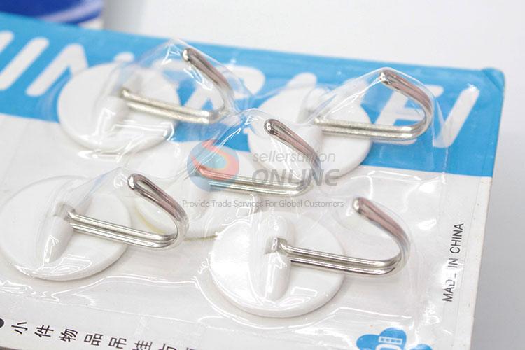 Normal Low Price 5 Pcs White Color Adhesive Sticky Hooks Stick On Wall