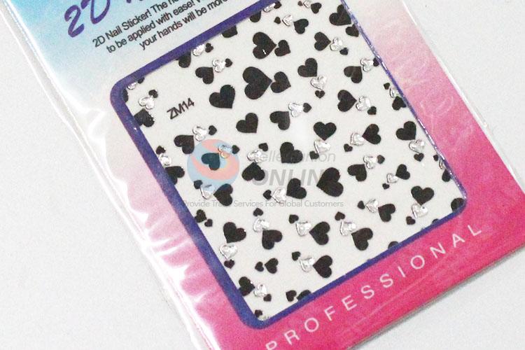 Wholesale top quality fashionable white&black loving heart shape nail sticker