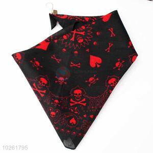 Skull and Poker Pattern 100% Cotton Printing Head Kerchief Square Bandana