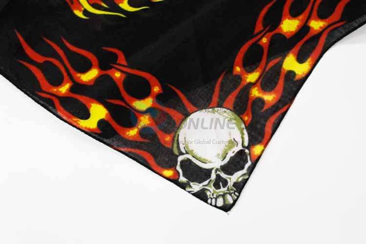 Skull Pattern Black 100% Cotton Printing Head Kerchief Square Bandana