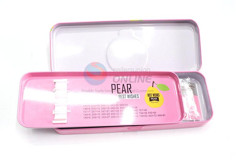 New Arrival Pear Pattern Iron Pencil Box for Student