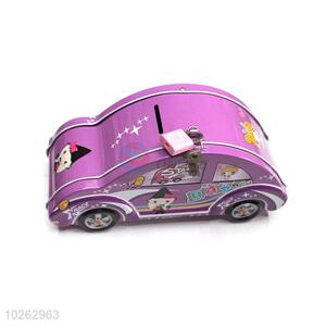 Wholesale Supplies Car Shaped Purple Money Box with Lock&Key for Sale