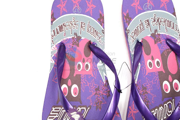 Cartoon Owl Printed Purple Summer Slippers for Sale