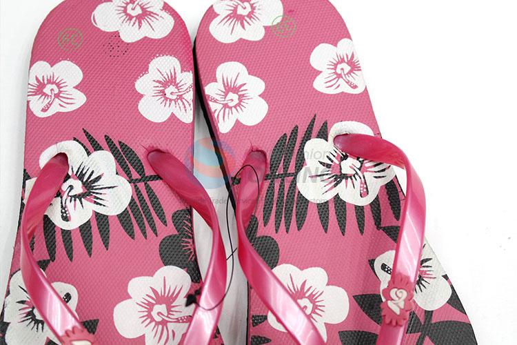 Decorative Flower Printed Red Summer Slippers for Sale