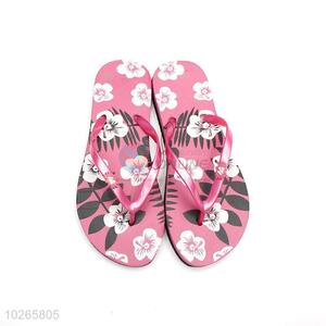 Decorative Flower Printed Red Summer Slippers for Sale