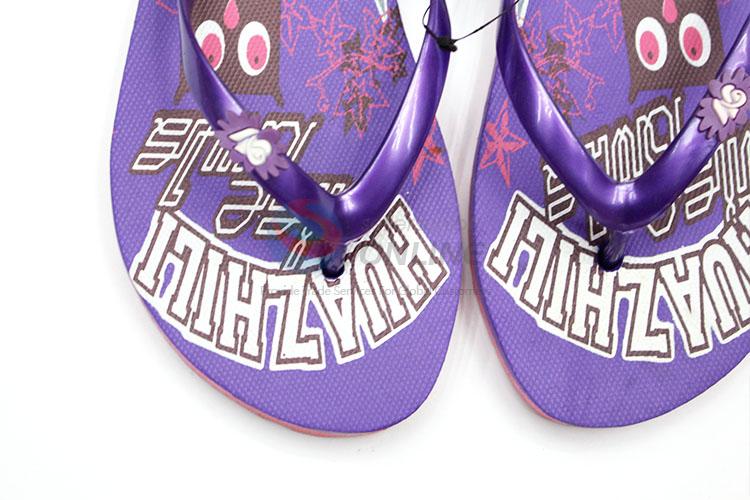 Cartoon Owl Printed Purple Summer Slippers for Sale