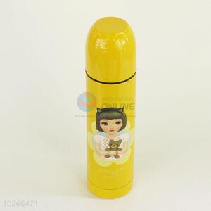 Top Quality Yellow Color Cartoon Girl Pattern 304 Stainless Steel Vacuum Cup Portable Water Bottles