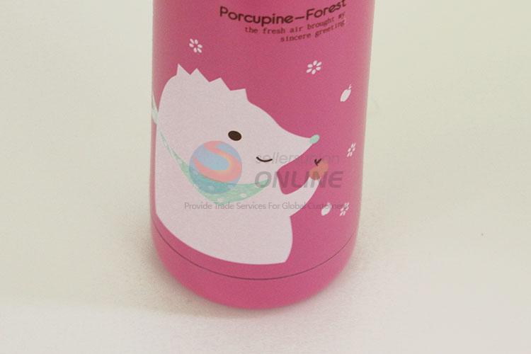 Rose Red Color Cute Cartoon Hedgehog Pattern Water Cups 201 Stainless Steel Vacuum Cup Portable Water Bottles