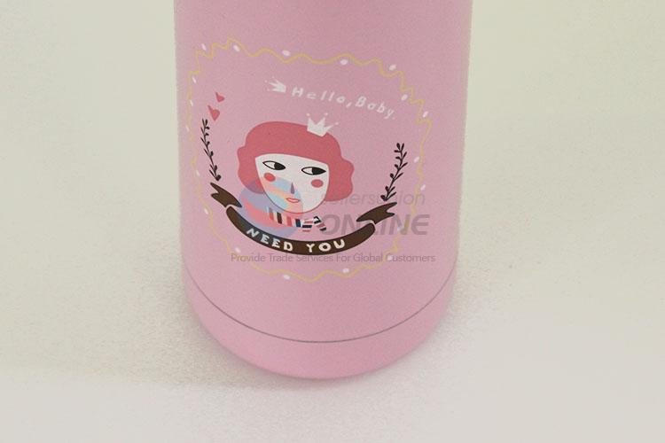 Hot Sale Pink Color Cartoon Girl Pattern 201 Stainless Steel Vacuum Cup Portable Water Bottles