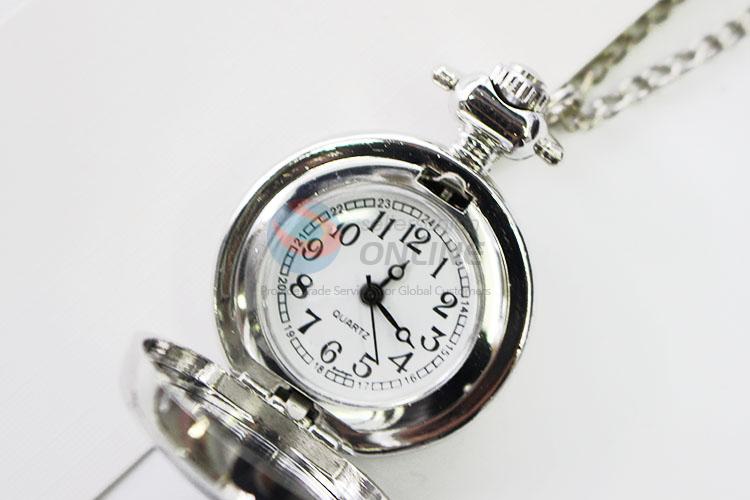 Cupid Pattern Metal Quartz Pocket Watches with Chain