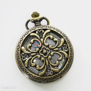 Retro Flower Style High Quality Metal Quartz Pocket Watches