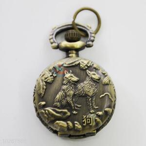 Vintage Style Dog Pattern Bronze Metal Pocket Watches