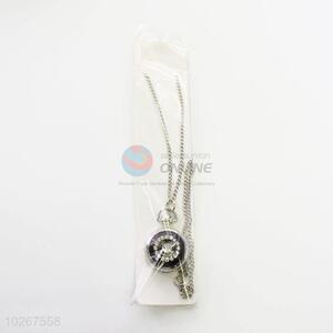 Wholesale Quartz Movement Rhinestone Decorative Silver Metal Pocket Watches with Chain