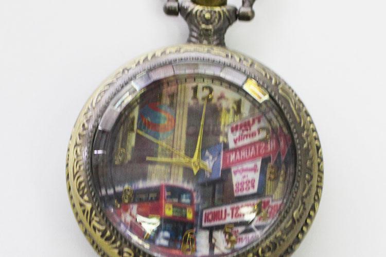 Modern City Pattern Vintage Bronze Metal Pocket Watches