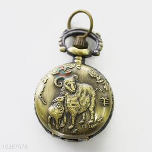 Fashion Goat Pattern Vintage Bronze Metal Pocket Watches