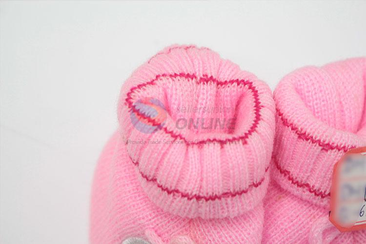 superfine pink bear baby shoes