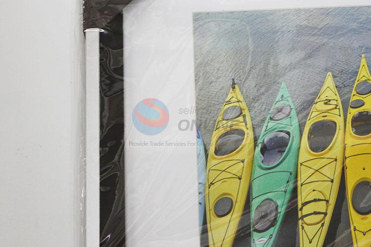 Wholesale Supplies Canoeing Pattern Black Frame Painting Crafts for Wall Decoration