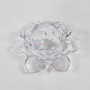 Wholesale cute flower shape glass transparent candlestick