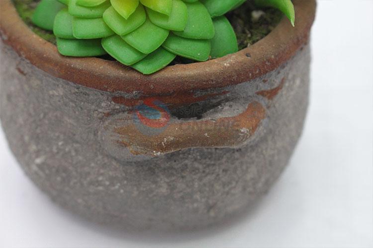 Comfortable artificial succulent plant pot round flowerpot with 2 ears