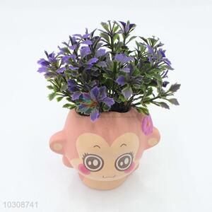 Top quality new style  artificial flower miniascape with monkey shaped flowerpot