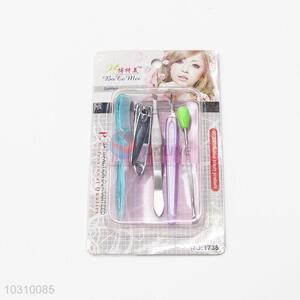 High Quality Cosmetic Manicure Set Nail Clipper/ Cuticle Pusher/ Eyebrow Tweezers/ Comb/ Earpick