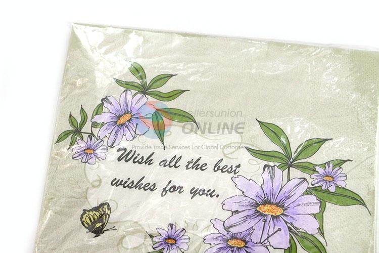 Good Quality Flower Printed Square Paper Towel for Sale