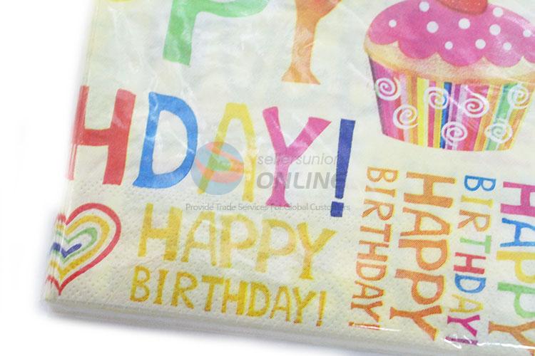 Promotional Wholesale Happy Birthday Square Paper Towel for Sale