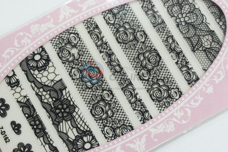 New product low price good black lace nail sticker