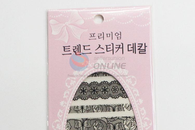 New style black lace nail sticker