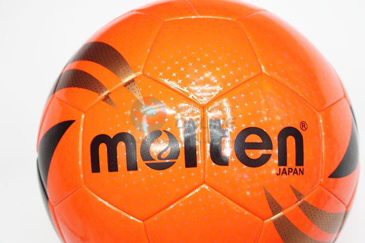 Orange Color Star Pattern PVC Split Leather Traning Soccer