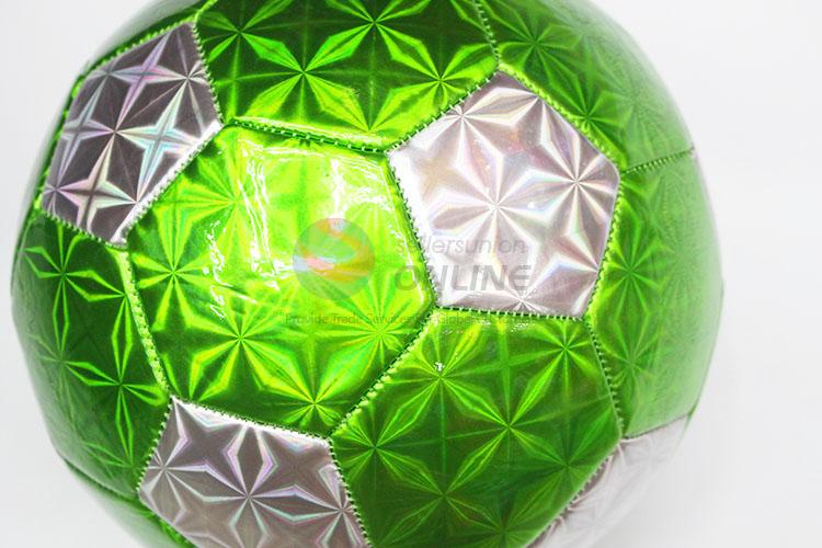 Laser Color Green PVC Split Leather Training Match Soccer