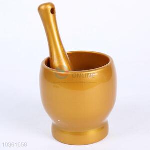 Golden color plastic garlic mortar pepper pestle