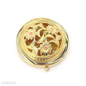 Fashion Gold Round Cosmetic Mirror Pocket Mirror