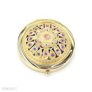 Cute Design Foldable Gold Pocket Makeup Mirror