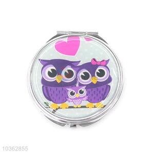 Cute Owl Pattern Foldable Round Makeup Mirror