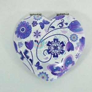 Wholesale Nice Heart Shaped Flower Pattern Pocket Mirror for Sale