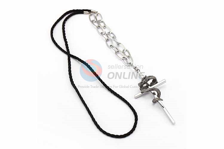 Snake Cross Pendant Punk Zinc Alloy jewellery Necklace