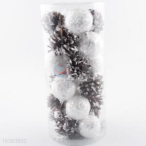 White Ball and Pine Cone Christmas Decoration Tree Ornament