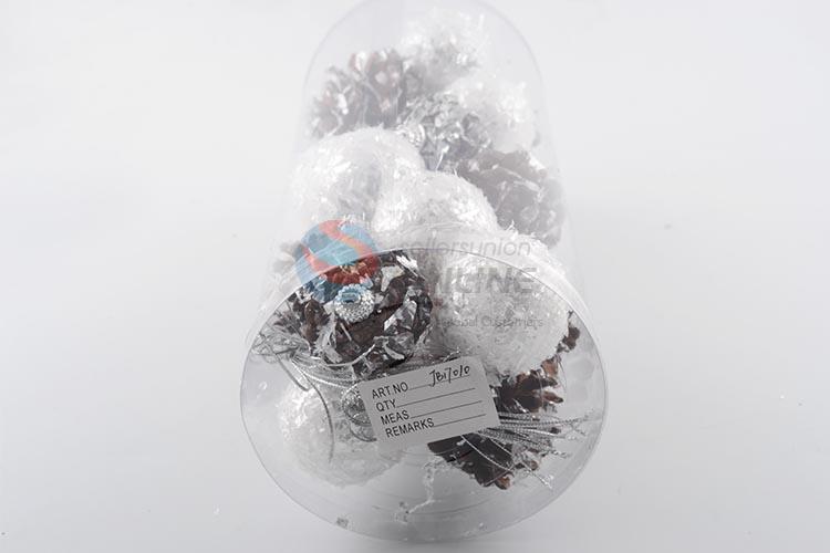 White Ball and Pine Cone Christmas Decoration Tree Ornament